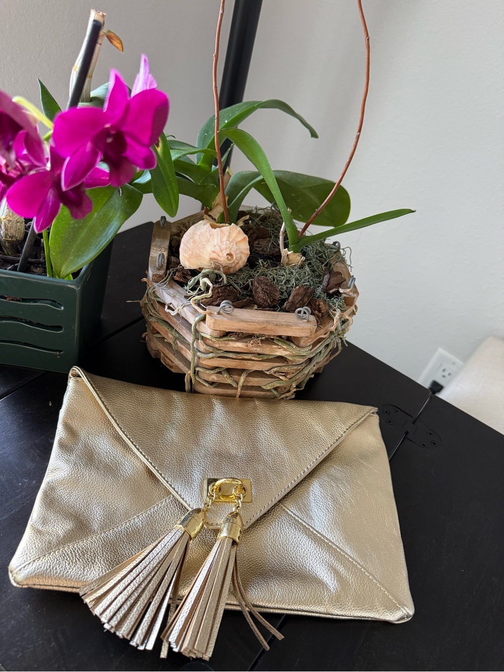 Lilly Pulitzer Metallic Gold Tassel Envelope Clutch